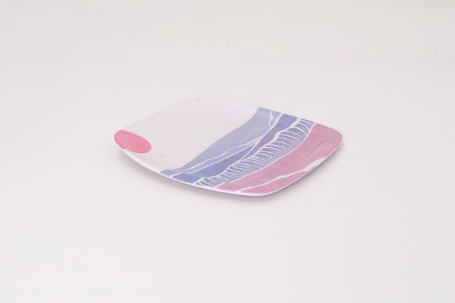Bright Designs Melamine Square Dinner Plate Set of 6 (L 26cm W 26cm) Wave (Summer Collection)