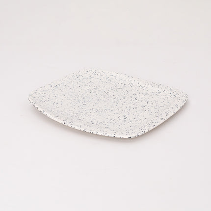 Bright Designs Melamine Square Dinner Plate Set of 6 (L 26cm W 26cm) Creamy with Black (Summer Collection)