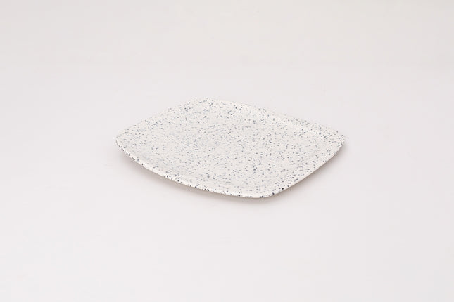 Bright Designs Melamine Square Dinner Plate Set of 6 (L 26cm W 26cm) Creamy with Black (Summer Collection)