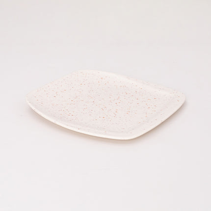 Bright Designs Melamine Square Dinner Plate Set of 6 (L 26cm W 26cm) Creamy with Brown (Summer Collection)