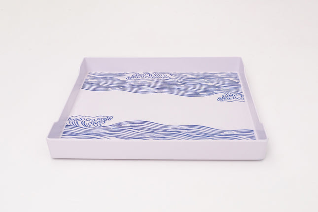 Bright Designs Melamine Matt Square Tray Set of 1 (L 38cm W 38cm) Blue Waves (Summer Collection)