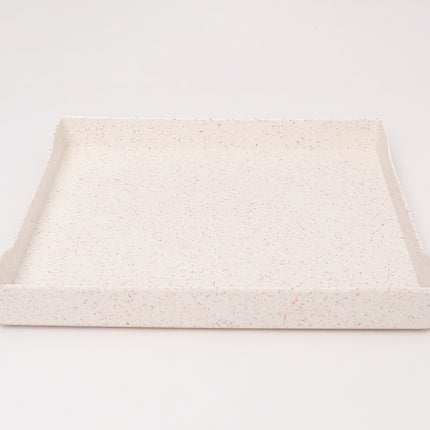 Bright Designs Melamine Matt Square Tray Set of 1 (L 38cm W 38cm) Creamy with Brown (Summer Collection)