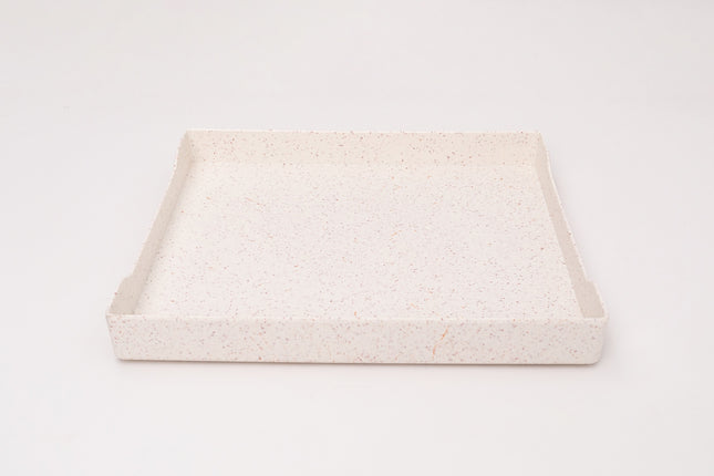 Bright Designs Melamine Matt Square Tray Set of 1 (L 38cm W 38cm) Creamy with Brown (Summer Collection)