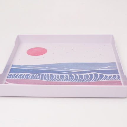 Bright Designs Melamine Matt Square Tray Set of 1 (L 38cm W 38cm) Wave (Summer Collection)