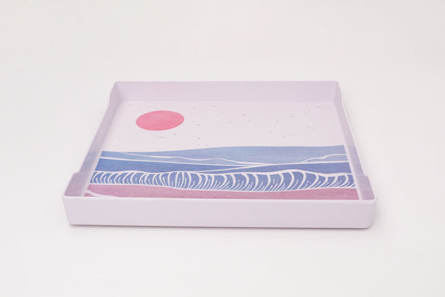 Bright Designs Melamine Matt Square Tray Set of 1 (L 38cm W 38cm) Wave (Summer Collection)