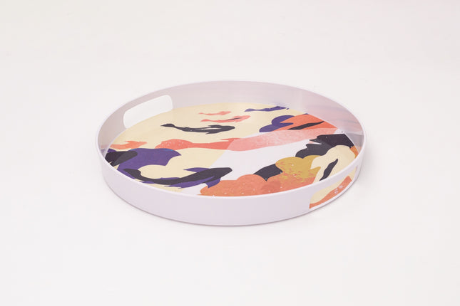Bright Designs Melamine Round Tray Set of 1 (D 38cm) Whales (Summer Collection)