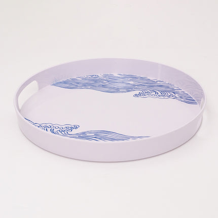 Bright Designs Melamine Round Tray Set of 1 (D 38cm) Blue Waves (Summer Collection)