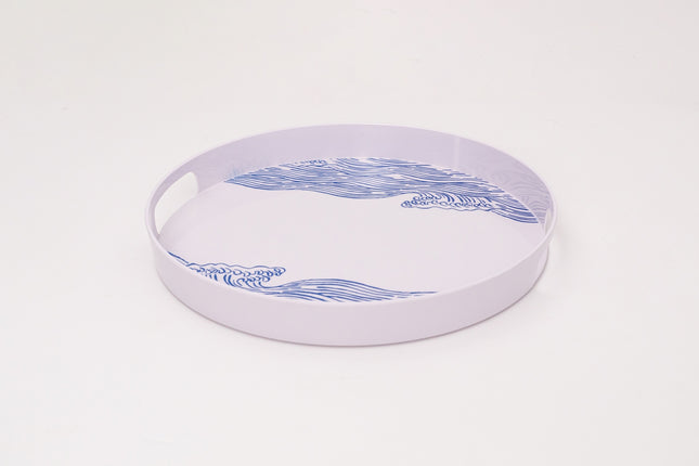 Bright Designs Melamine Round Tray Set of 1 (D 38cm) Blue Waves (Summer Collection)