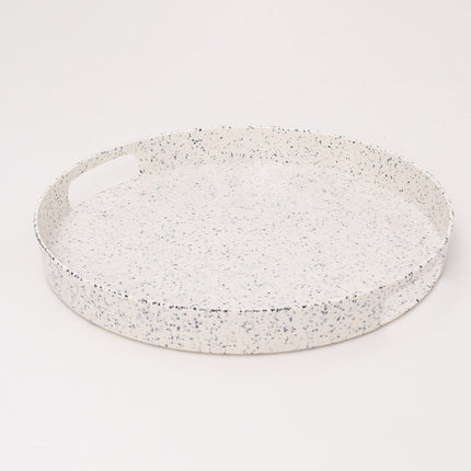 Bright Designs Melamine Round Tray Set of 1 (D 38cm) Creamy with Black (Summer Collection)