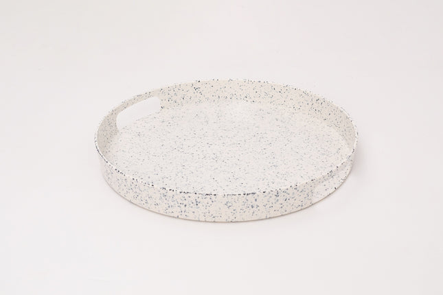 Bright Designs Melamine Round Tray Set of 1 (D 38cm) Creamy with Black (Summer Collection)