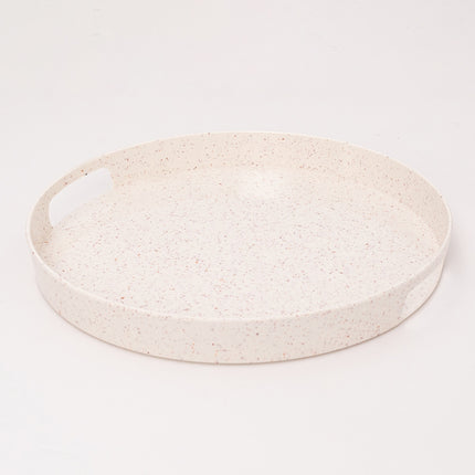 Bright Designs Melamine Round Tray Set of 1 (D 38cm) Creamy with Brown (Summer Collection)