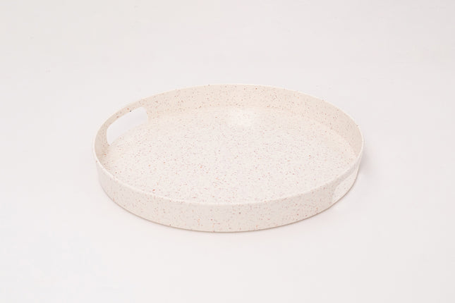 Bright Designs Melamine Round Tray Set of 1 (D 38cm) Creamy with Brown (Summer Collection)