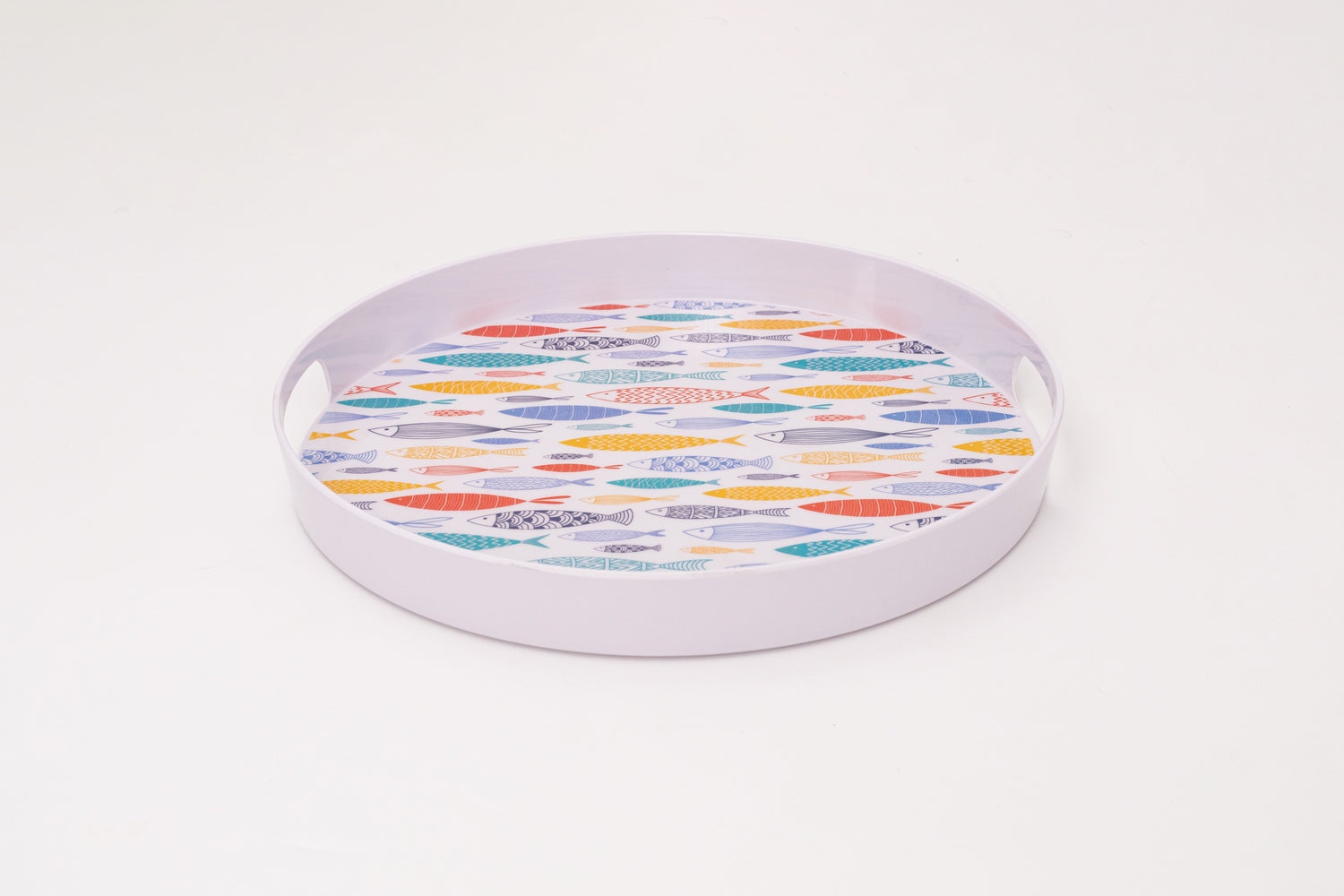 Bright Designs Melamine Round Tray Set of 1 (D 38cm) Fish'n'fish (Summer Collection)