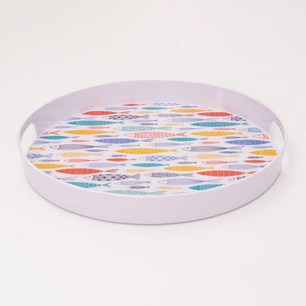 Bright Designs Melamine Round Tray Set of 1 (D 38cm) Fish'n'fish (Summer Collection)