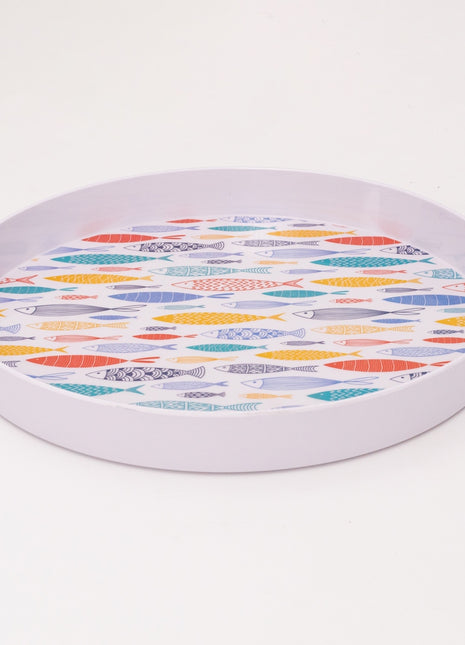 Bright Designs Melamine Round Tray Set of 1 (D 38cm) Fish'n'fish (Summer Collection)