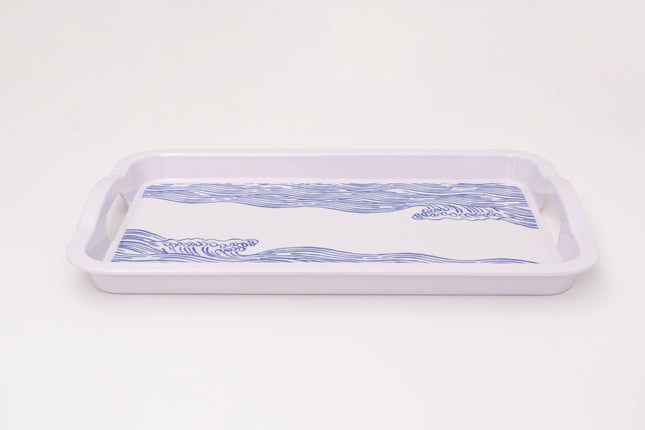 Bright Designs Melamine Rectangle Tray Set of 1 (L 55cm W 35cm) Blue Waves (Summer Collection)