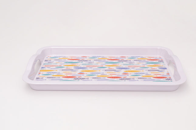 Bright Designs Melamine Rectangle Tray Set of 1 (L 55cm W 35cm) Fish'n'fish (Summer Collection)