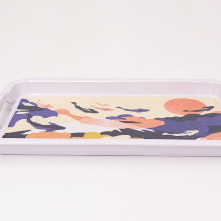 Bright Designs Melamine Rectangle Tray Set of 1 (L 55cm W 35cm) Creamy with Brown (Summer Collection)