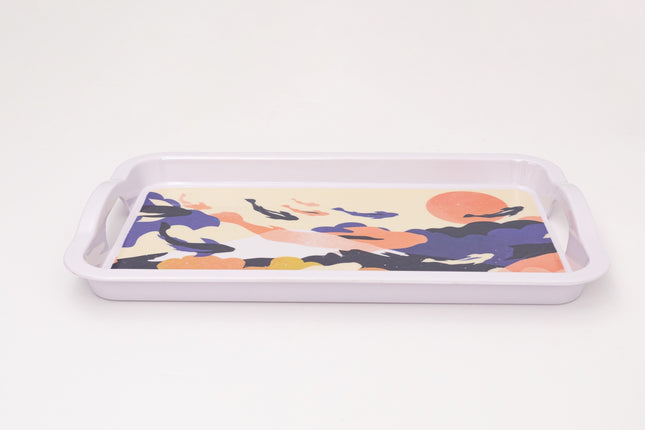 Bright Designs Melamine Rectangle Tray Set of 1 (L 55cm W 35cm) Creamy with Brown (Summer Collection)