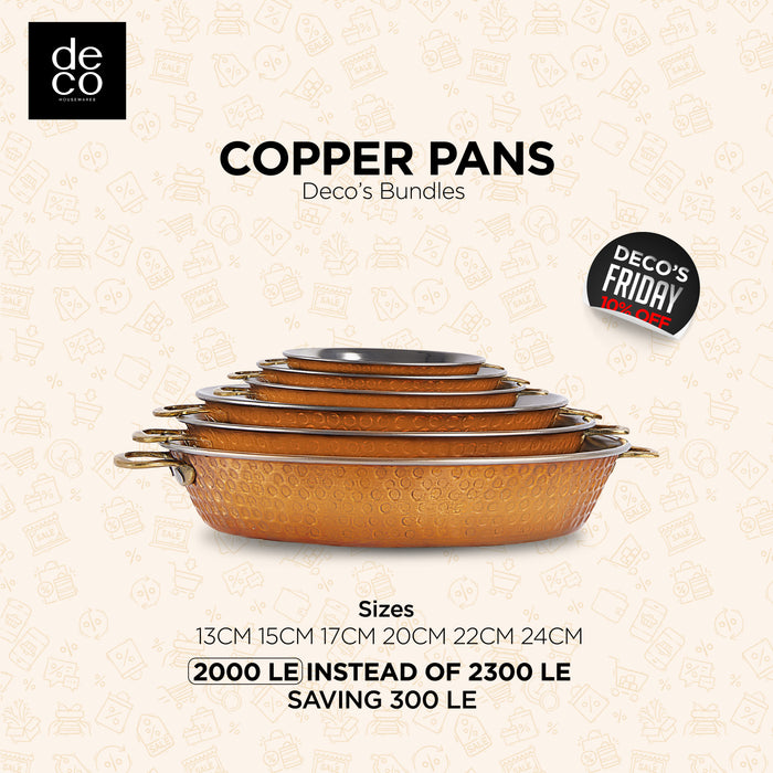 Copper Pans with 2 handles Set