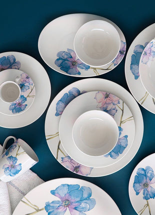 FM Blue Flower Coup Decorated Dinnerware Set (46 Pieces)