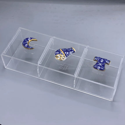 Zee Designs Plexi Glass Bleu-Blanc Porcelain Knob Box