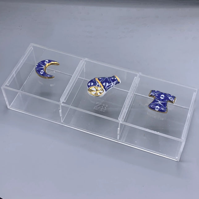 Zee Designs Plexi Glass Bleu Blanc Porcelain Knob Box