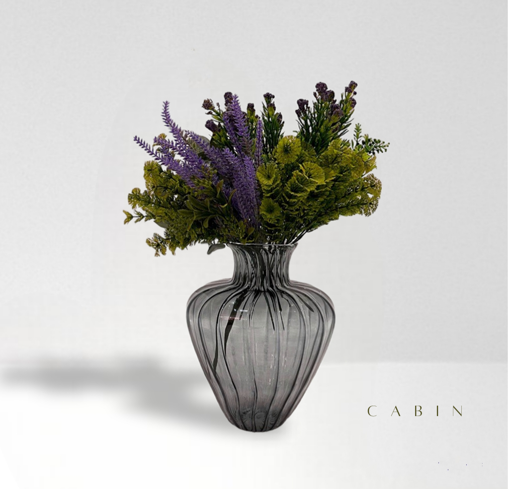 Cabin Corner Dark Grey Pyrex Vase.