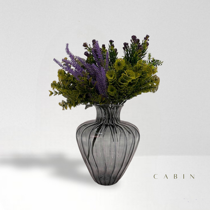 Cabin Corner Dark Grey Pyrex Vase.