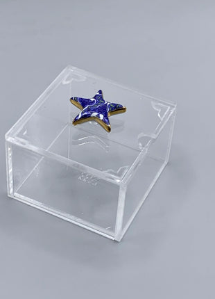 Zee Designs Plexi Glass Bleu-Blanc Porcelain Knob Box