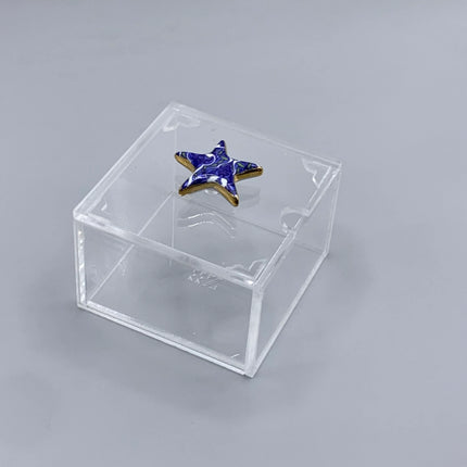 Zee Designs Plexi Glass Bleu-Blanc Porcelain Knob Box