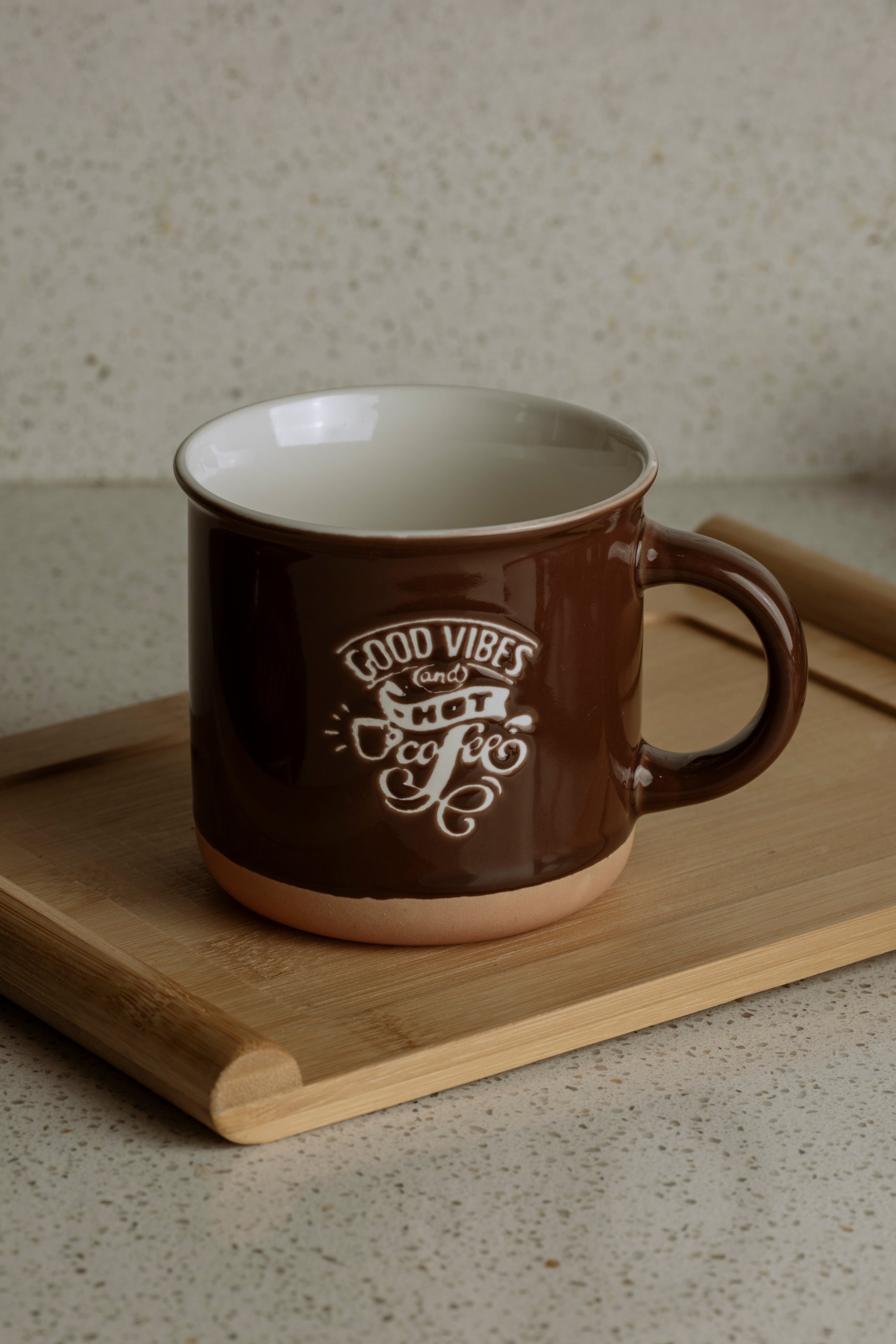 The Words Co Good Vibes Brown Mug