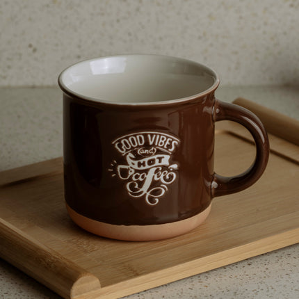 The Words Co Good Vibes Brown Mug