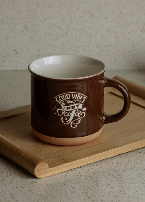 The Words Co Good Vibes Brown Mug
