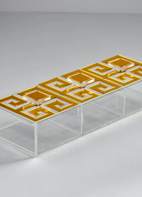 Zee Designs Plexiglass Greek Key Large 3-compartments box
