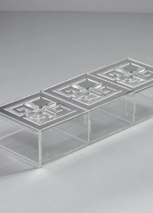 Zee Designs Plexiglass Greek Key Large 3-compartments box