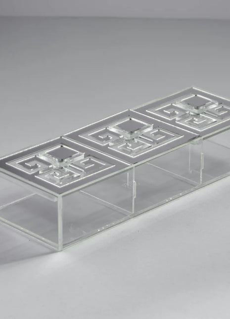 Zee Designs Plexiglass Greek Key Large 3-compartments box