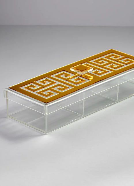 Zee Designs Plexiglass Greek Key Large 3-Compartment Box