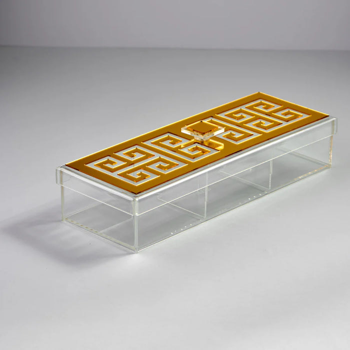Zee Designs Plexiglass Greek Key Large 3-Compartment Box