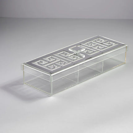 Zee Designs Plexiglass Greek Key Large 3-Compartment Box
