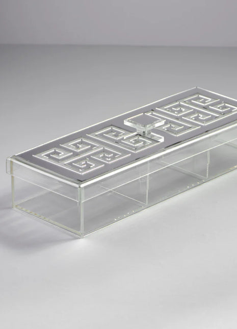 Zee Designs Plexiglass Greek Key Large 3-Compartment Box