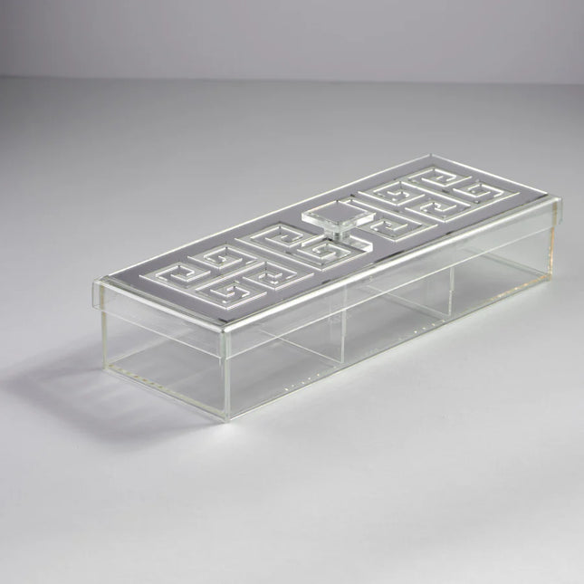 Zee Designs Plexiglass Greek Key Large 3-Compartment Box