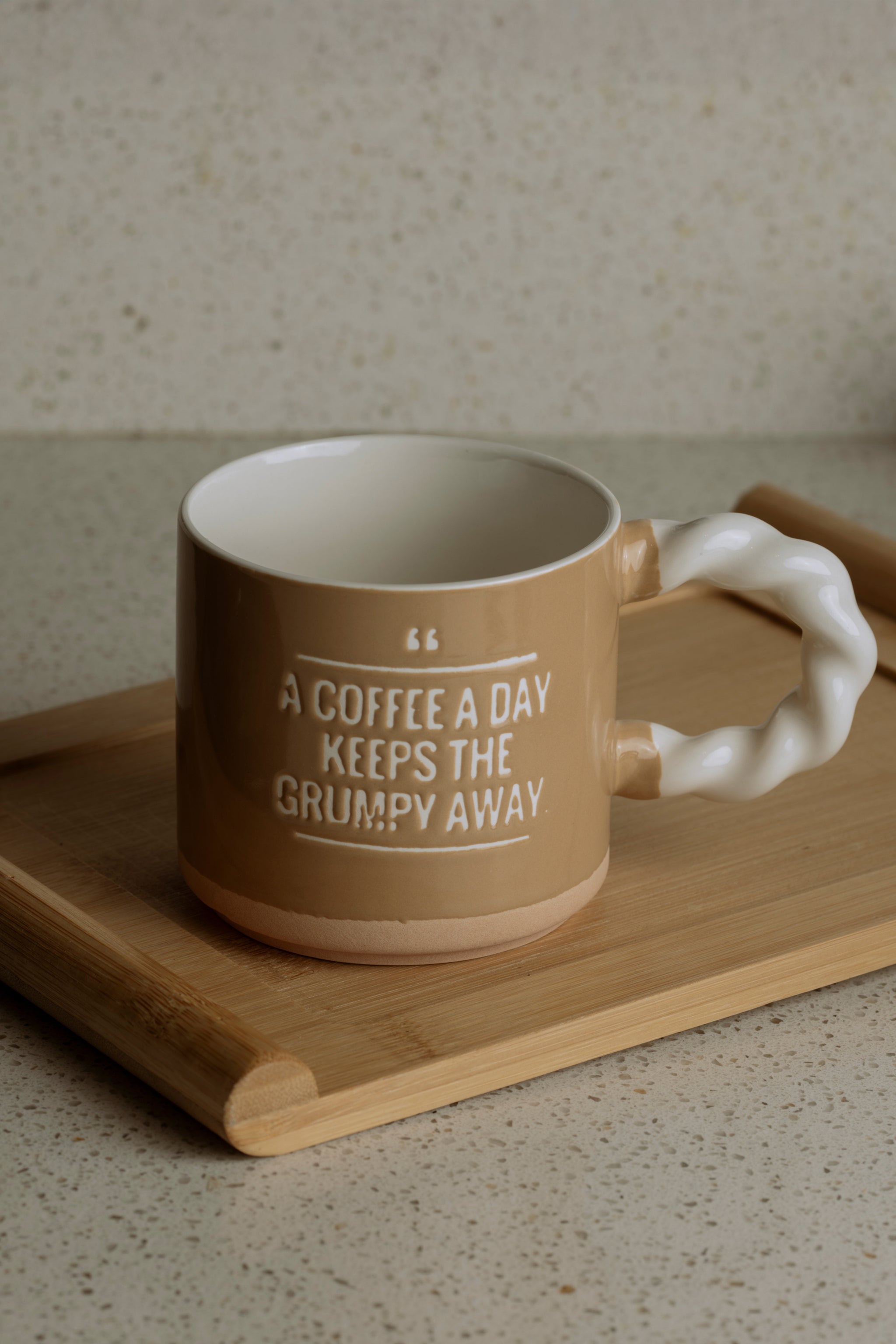 The Words Co Grumpy Away Coffee Mug - Beige