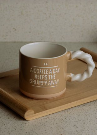 The Words Co Grumpy Away Coffee Mug - Beige