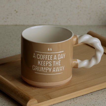 The Words Co Grumpy Away Coffee Mug - Beige