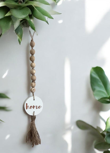 The Words Co Home Wooden Bead Garland White