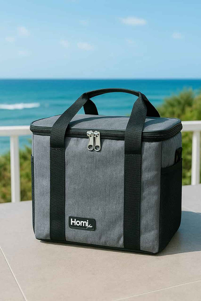 Homi Plus Rectangular Thermal  bag with pocket 12 L - Gray