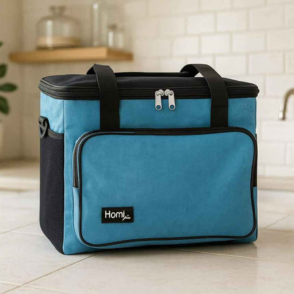 Homi Plus Rectangular Thermal  bag with pocket 25 L - Turqoise