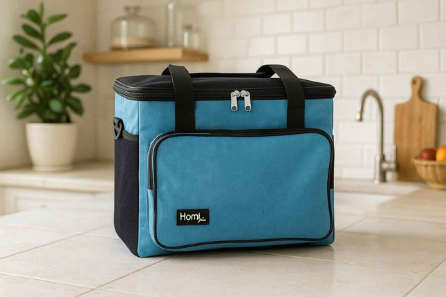 Homi Plus Rectangular Thermal  bag with pocket 25 L - Turqoise