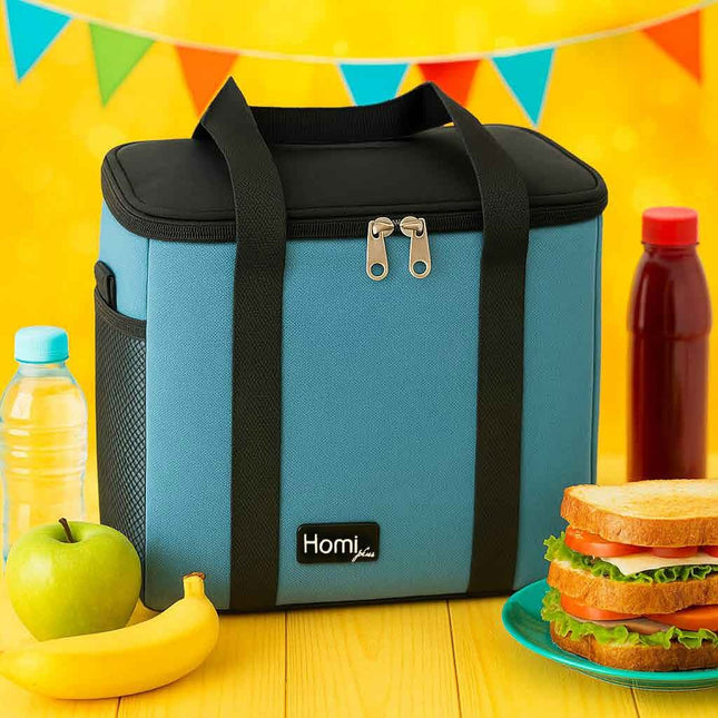 Homi Plus Rectangular Thermal  bag with pocket 12 L - Turqoise